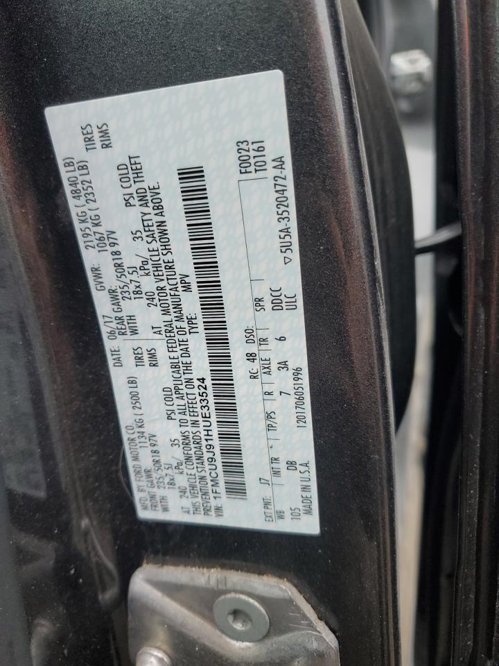 2017 Ford Escape Titanium VIN: 1FMCU9J91HUE33524 Lot: 81630775