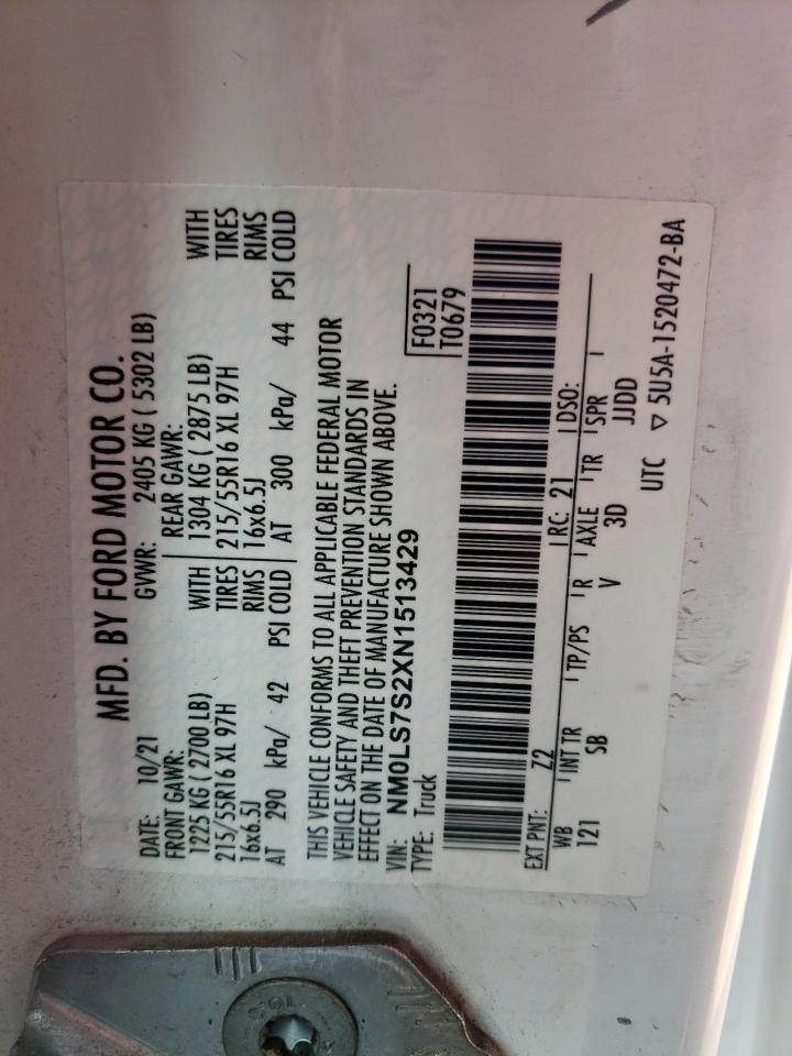 2022 Ford Transit Connect Xl VIN: NM0LS7S2XN1513429 Lot: 82123565