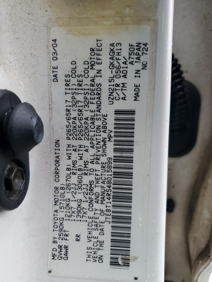 2004 Toyota 4Runner Sr5 VIN: JTEBT14R548015899 Lot: 84053355