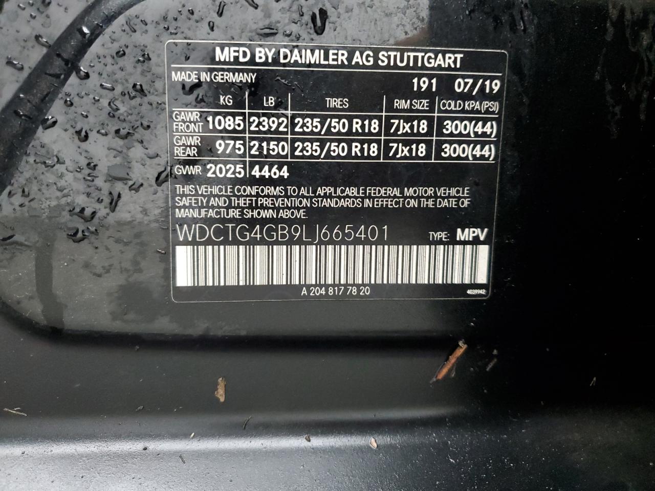 2020 Mercedes-Benz Gla 250 4Matic VIN: WDCTG4GB9LJ665401 Lot: 84464575