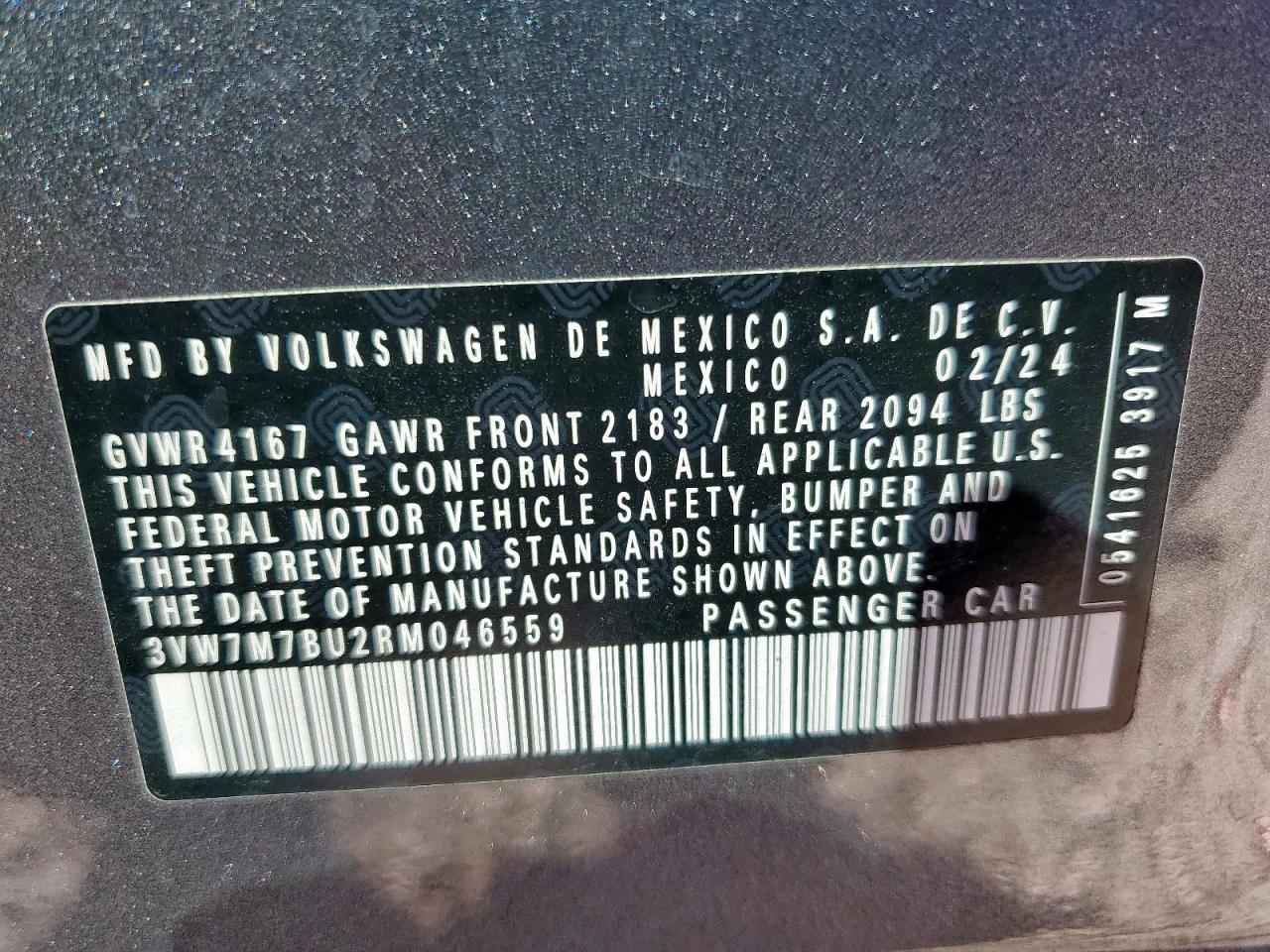 2024 Volkswagen Jetta Se VIN: 3VW7M7BU2RM046559 Lot: 84377535