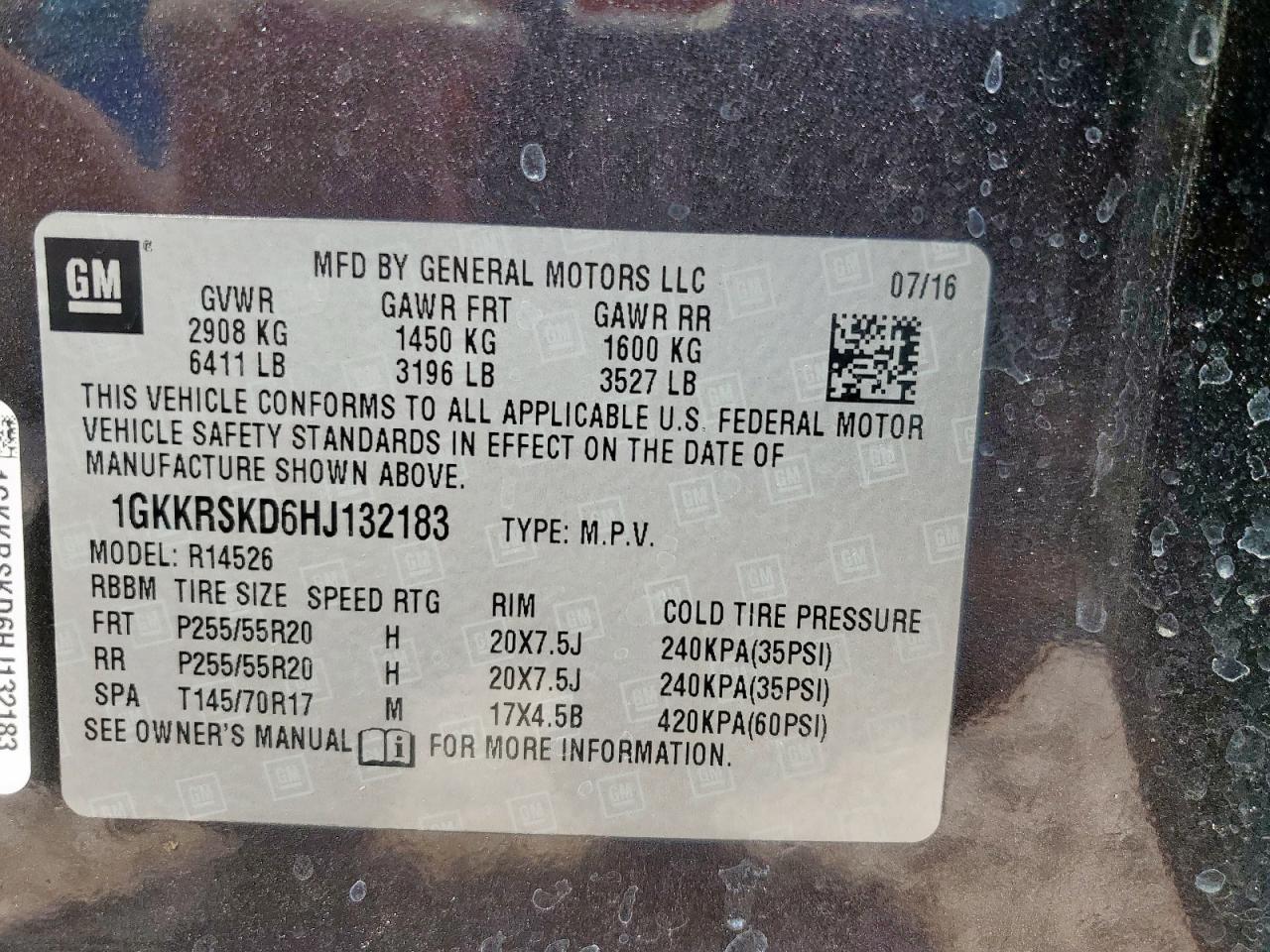 2017 GMC Acadia Limited Slt-2 VIN: 1GKKRSKD6HJ132183 Lot: 80314955