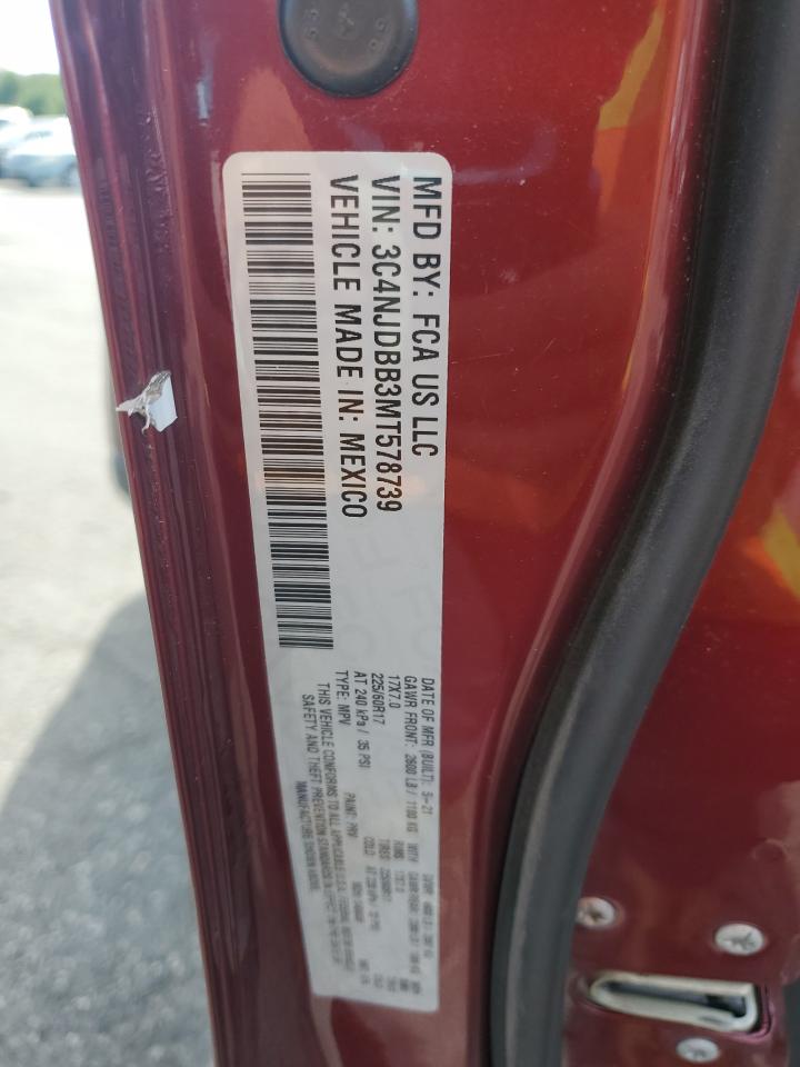 2021 Jeep Compass Latitude VIN: 3C4NJDBB3MT578739 Lot: 71029945