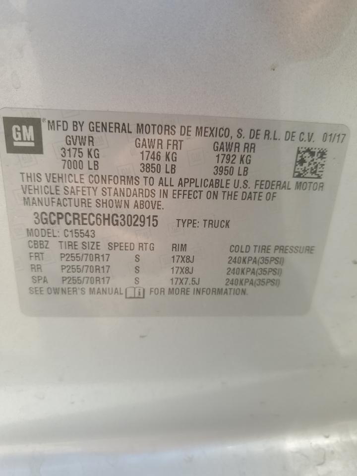 2017 Chevrolet Silverado C1500 Lt VIN: 3GCPCREC6HG302915 Lot: 84445165