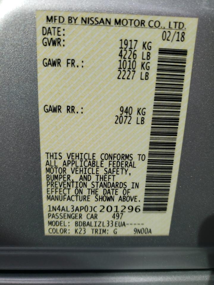 2018 Nissan Altima 2.5 VIN: 1N4AL3AP0JC201296 Lot: 84002165