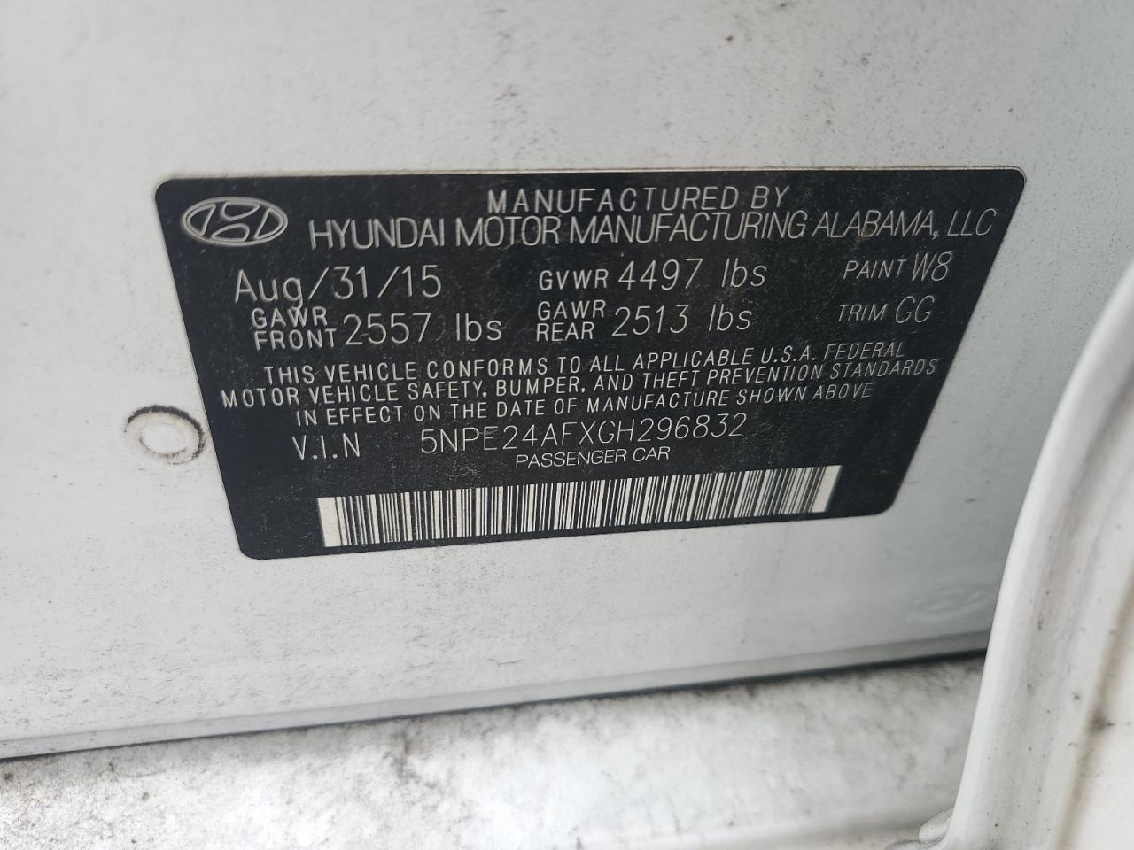 2016 Hyundai Sonata Se VIN: 5NPE24AFXGH296832 Lot: 80822415