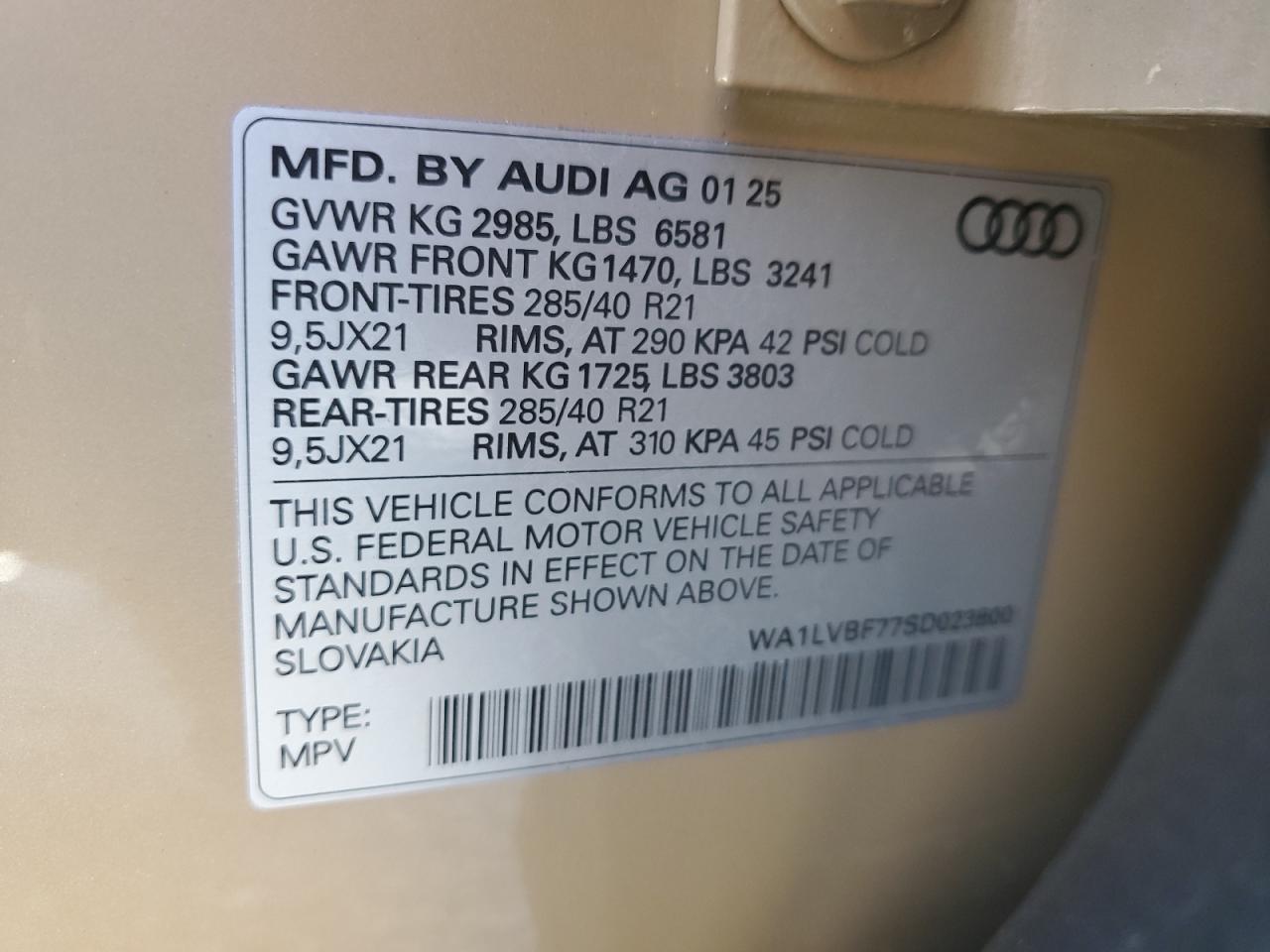 2025 Audi Q7 Premium Plus VIN: WA1LVBF77SD023800 Lot: 81697615
