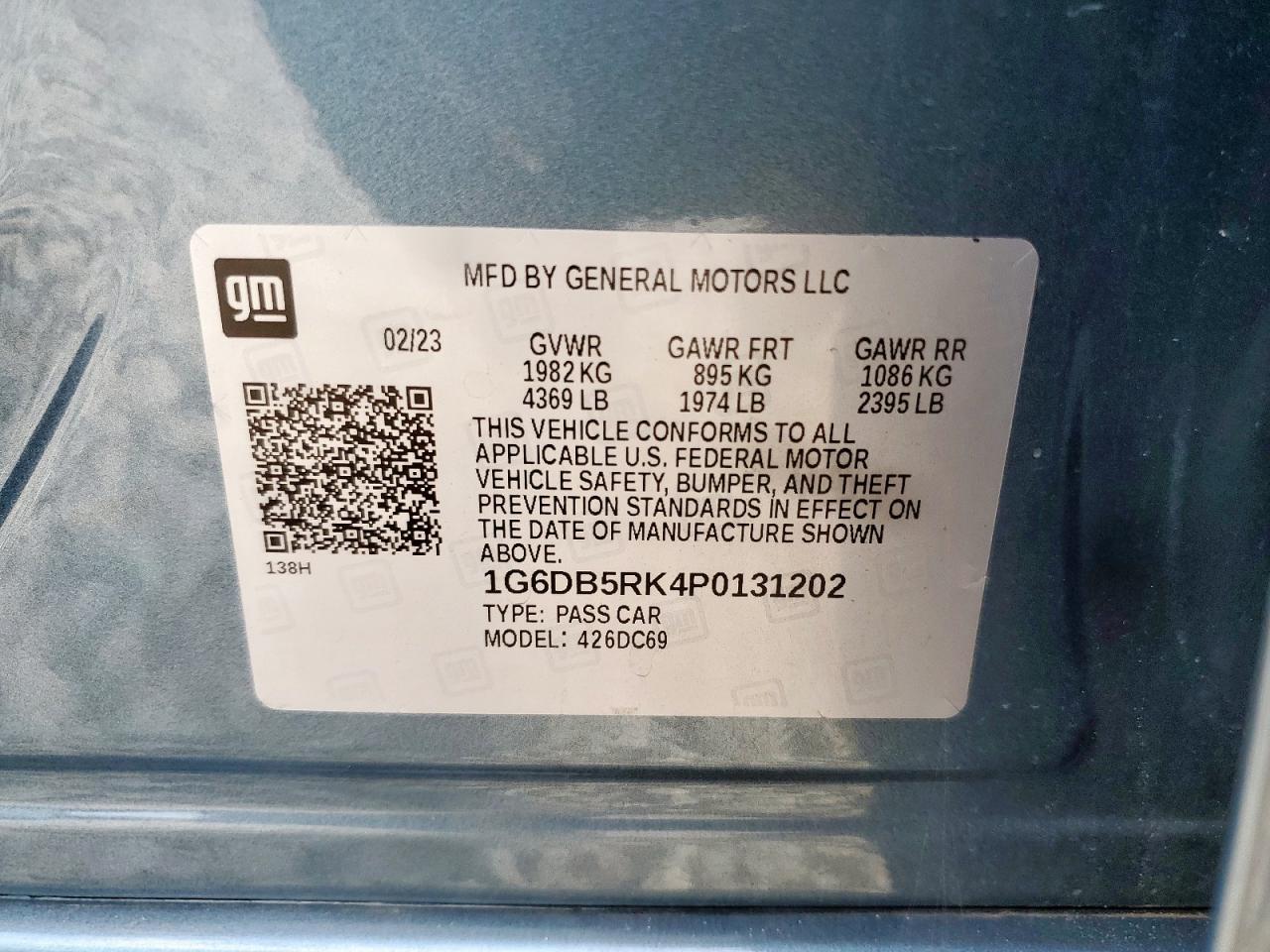 2023 Cadillac Ct4 Premium Luxury VIN: 1G6DB5RK4P0131202 Lot: 71170185