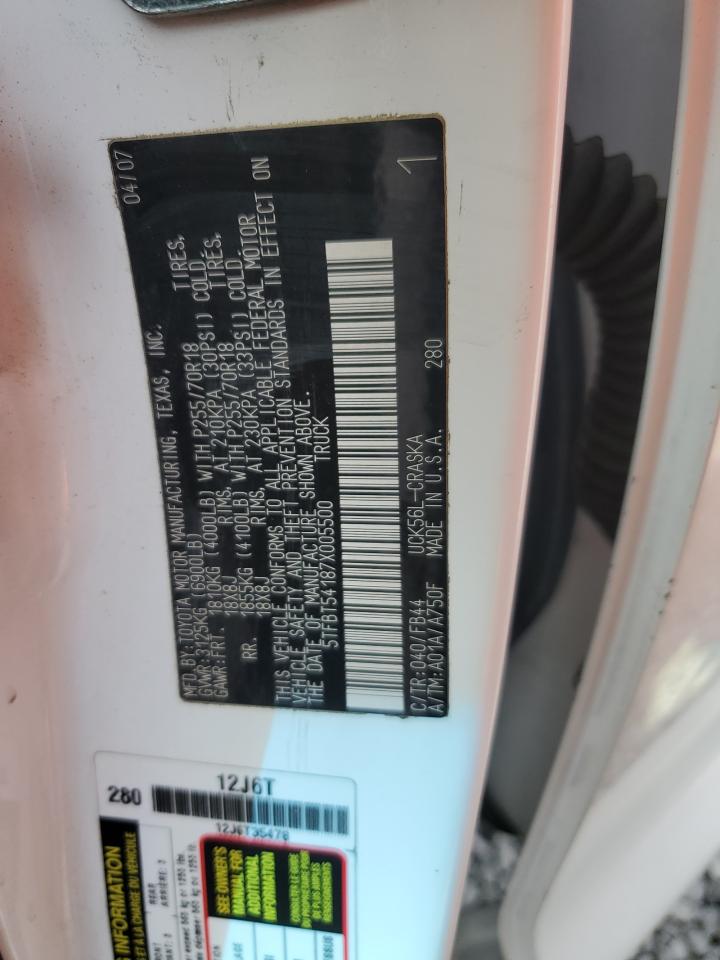 2007 Toyota Tundra Double Cab Sr5 VIN: 5TFBT54187X005500 Lot: 81154645