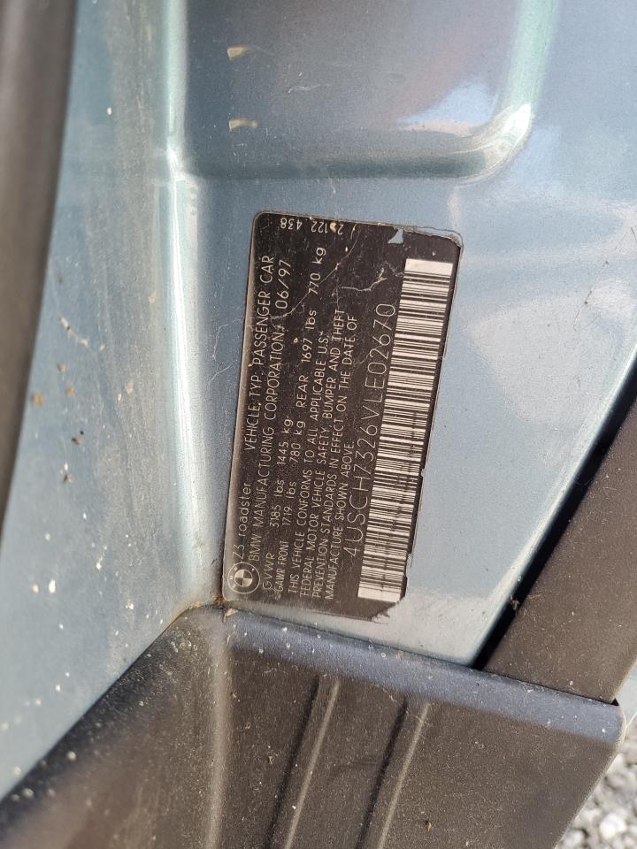 1997 BMW Z3 1.9 VIN: 4USCH7326VLE02670 Lot: 71667925