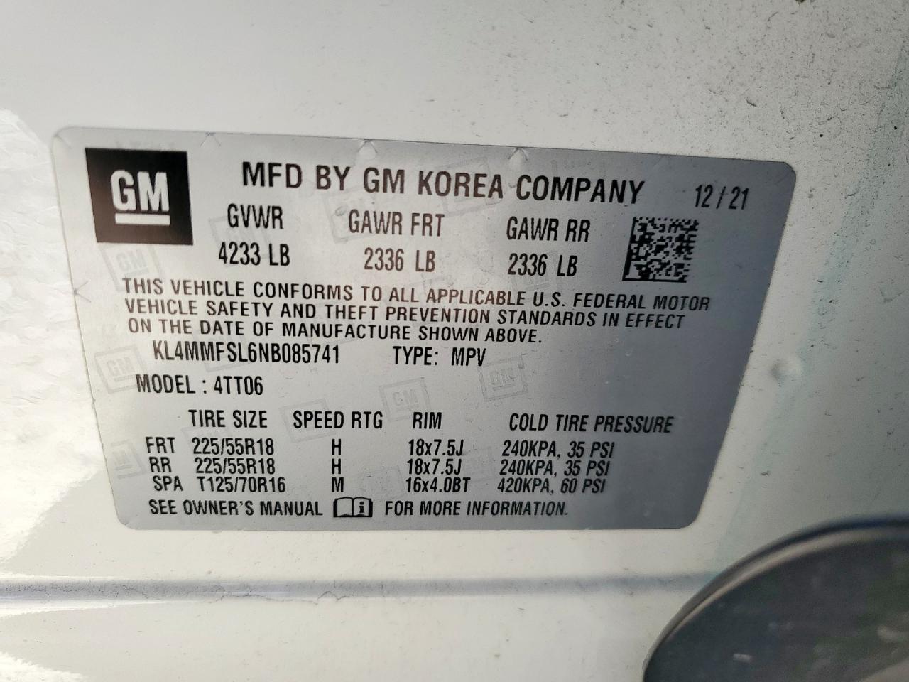 2022 Buick Encore Gx Essence VIN: KL4MMFSL6NB085741 Lot: 82084735