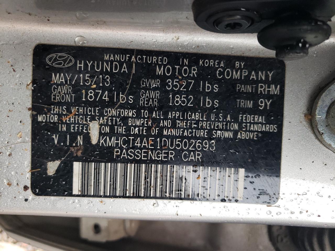 2013 Hyundai Accent Gls VIN: KMHCT4AE1DU502693 Lot: 84023305