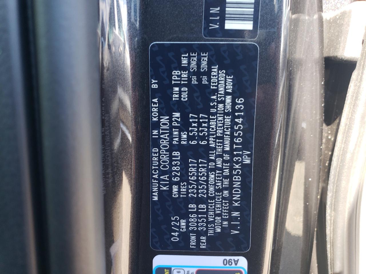 2026 Kia Carnival Lx VIN: KNDNB5K31T6554136 Lot: 71665635