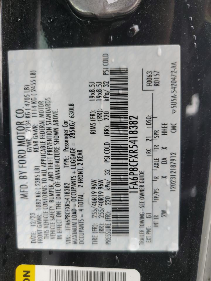 2024 Ford Mustang Gt VIN: 1FA6P8CFXR5418382 Lot: 84055185