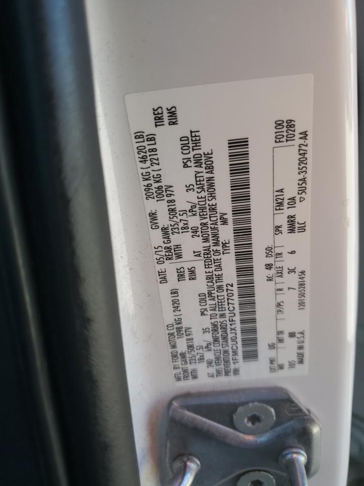 2015 Ford Escape Titanium VIN: 1FMCU0JX1FUC77072 Lot: 85093025