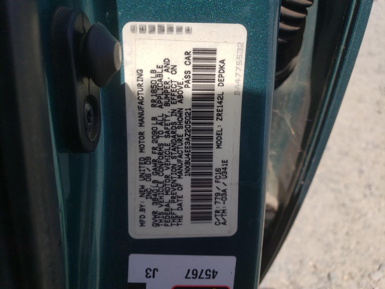 2010 Toyota Corolla Base VIN: 1NXBU4EE3AZ205021 Lot: 71462255