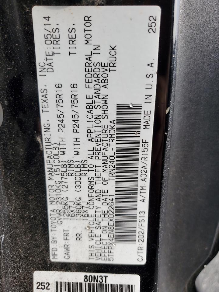 2014 Toyota Tacoma VIN: 5TFPX4EN8EX022641 Lot: 81097125