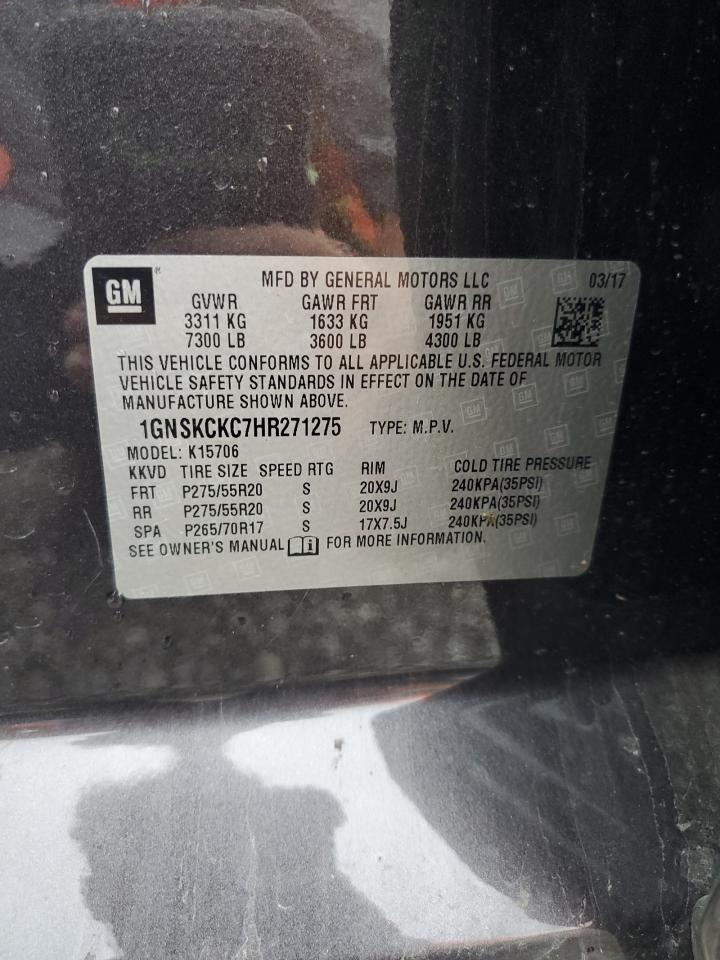 2017 Chevrolet Tahoe K1500 Premier VIN: 1GNSKCKC7HR271275 Lot: 83877005