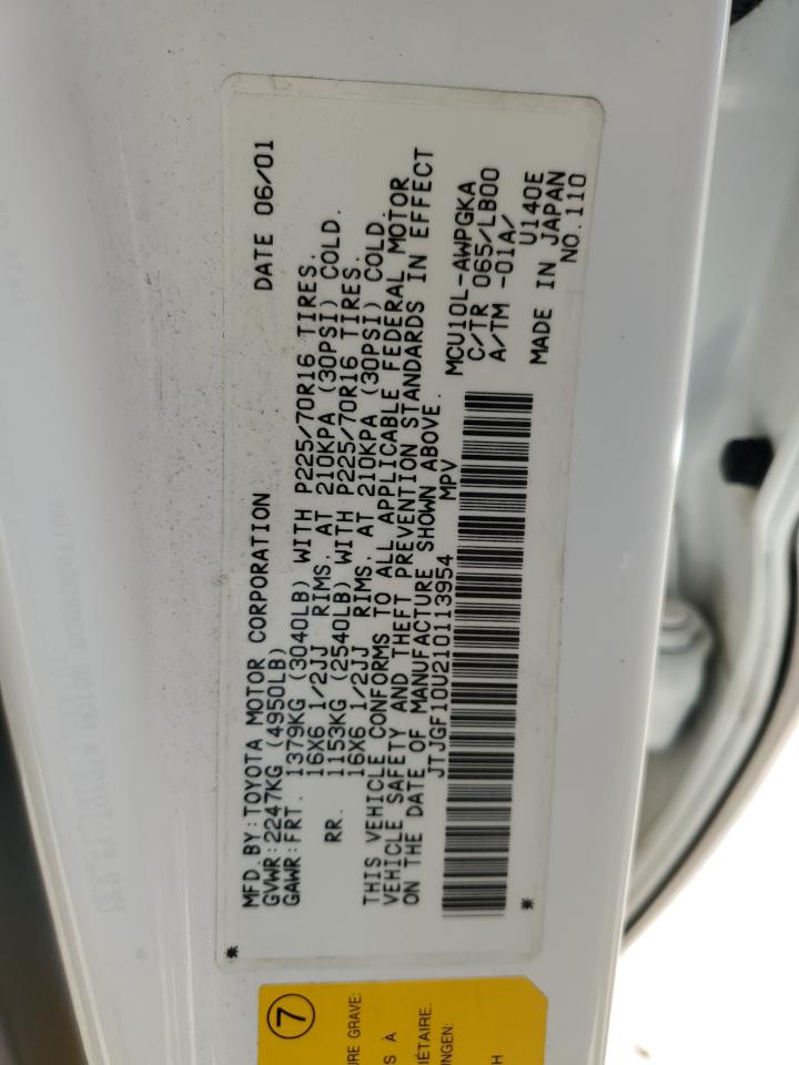 2001 Lexus Rx 300 VIN: JTJGF10U210113954 Lot: 84521815