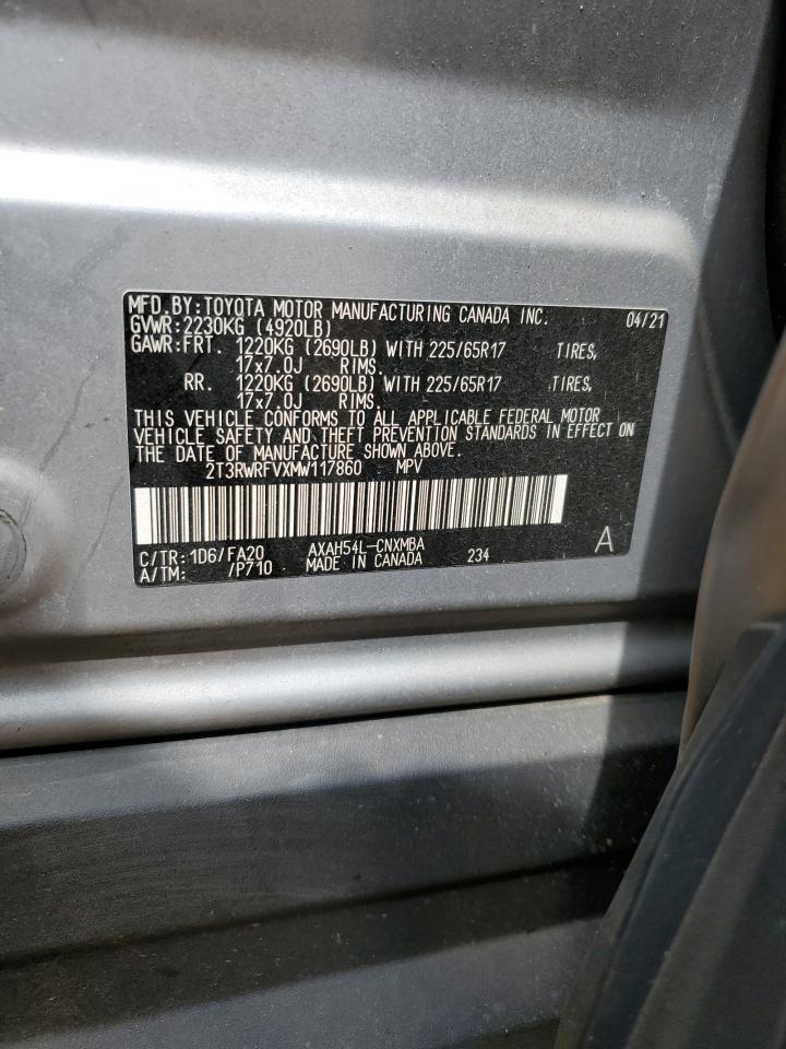 2021 Toyota Rav4 Xle VIN: 2T3RWRFVXMW117860 Lot: 71909835