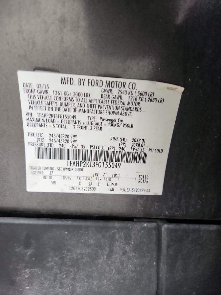 2015 Ford Taurus Sho VIN: 1FAHP2KT3FG155049 Lot: 80281945