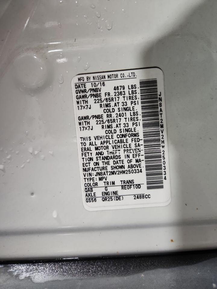 2017 Nissan Rogue S VIN: JN8AT2MV2HW250334 Lot: 81452165