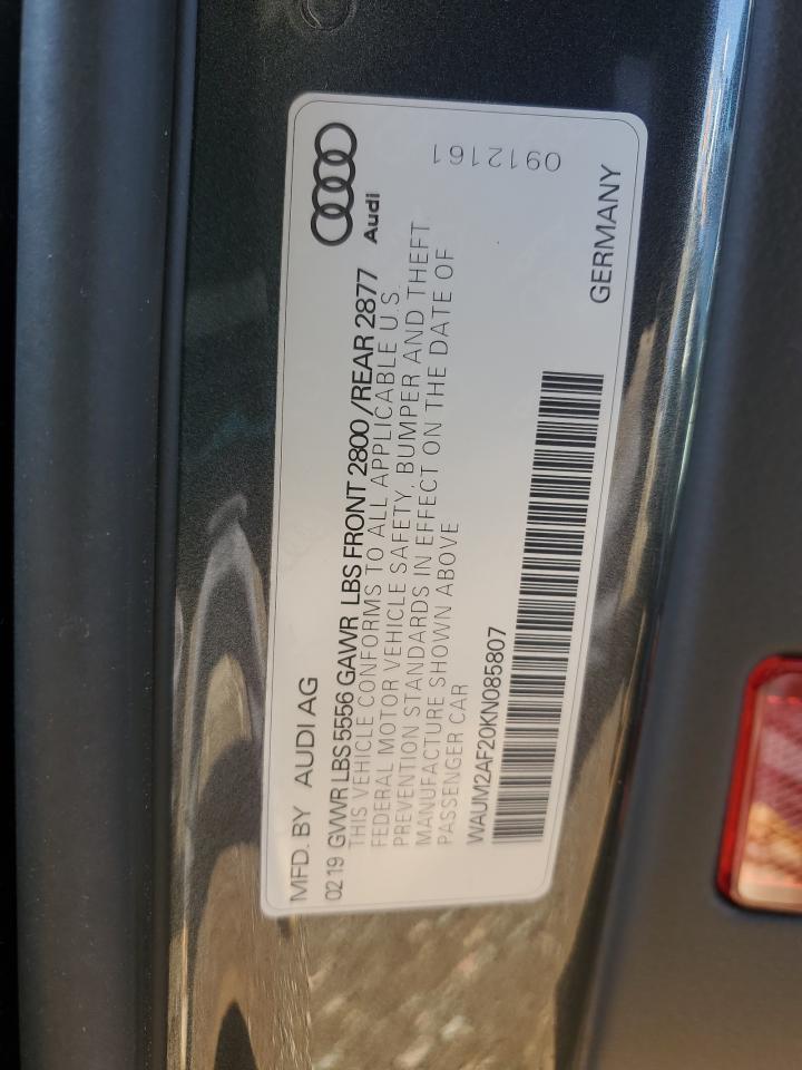 2019 Audi A6 Prestige VIN: WAUM2AF20KN085807 Lot: 81299985