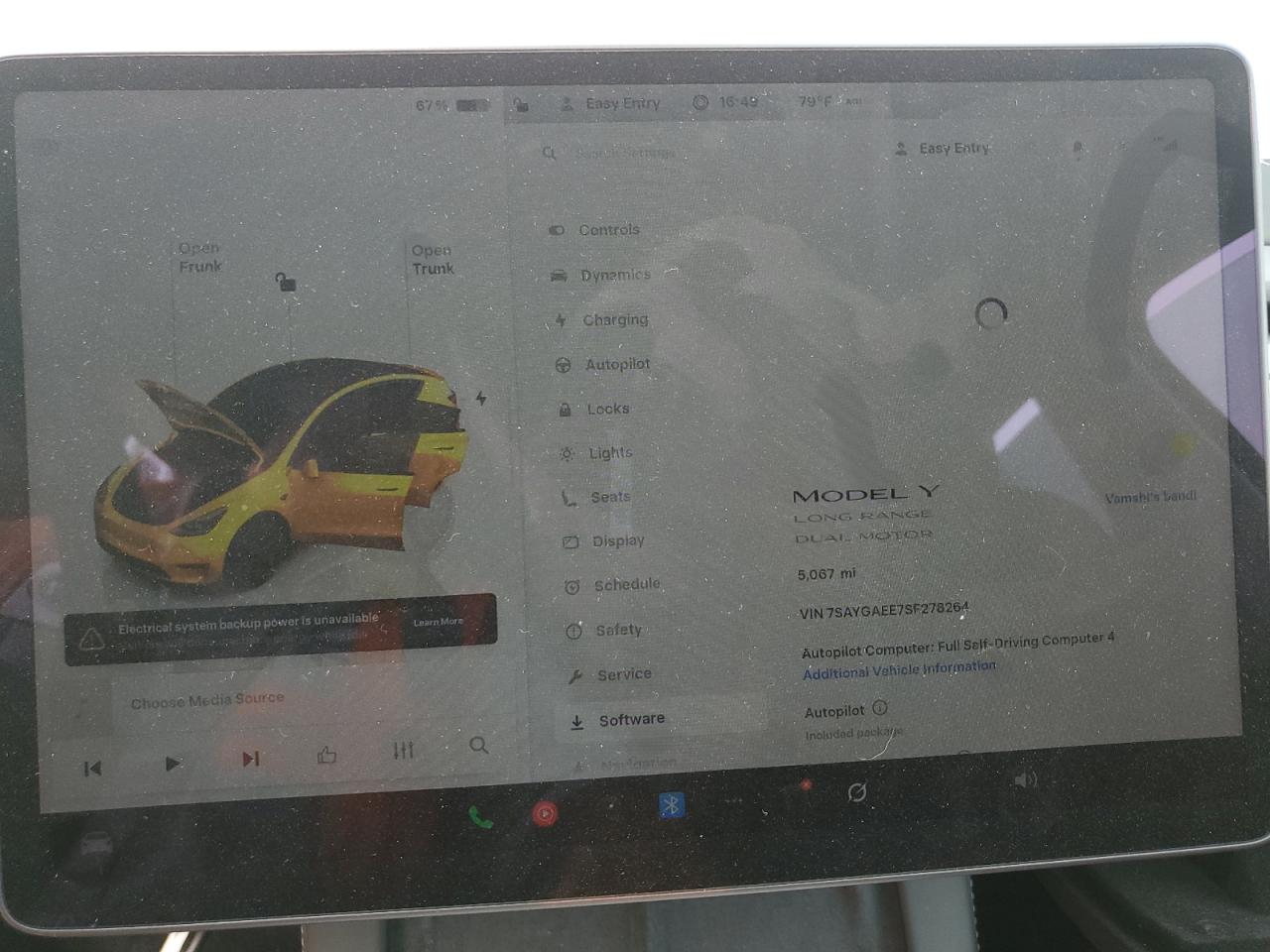 2025 Tesla Model Y VIN: 7SAYGAEE7SF278264 Lot: 71564675