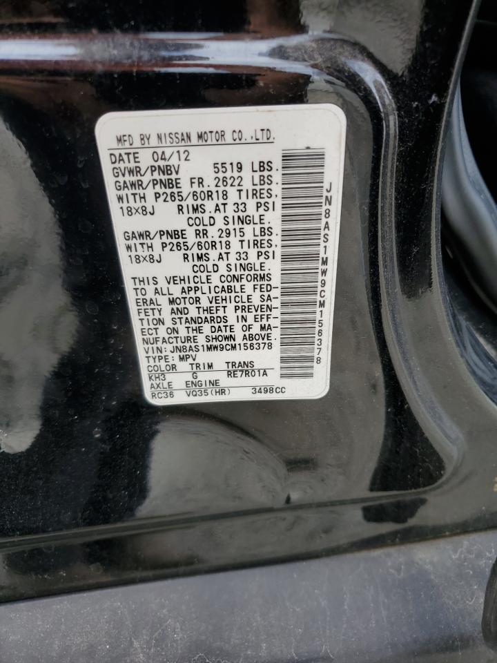 2012 Infiniti Fx35 VIN: JN8AS1MW9CM156378 Lot: 81741085