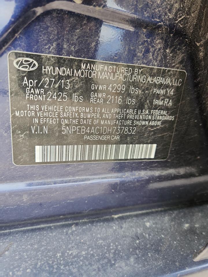 2013 Hyundai Sonata Gls VIN: 5NPEB4AC1DH737832 Lot: 71792515