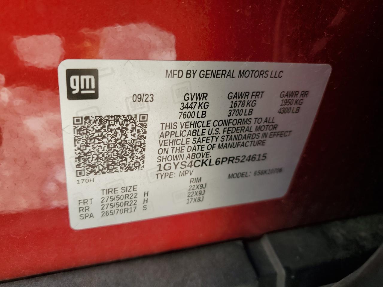 2023 Cadillac Escalade Premium Luxury VIN: 1GYS4CKL6PR524615 Lot: 71421585