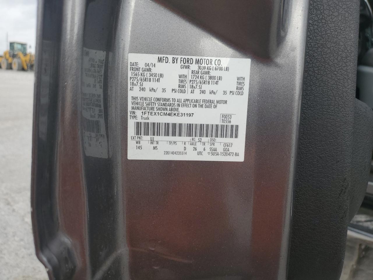 2014 Ford F150 Super Cab VIN: 1FTEX1CM4EKE31197 Lot: 83836465