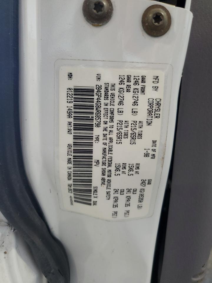 1998 Dodge Grand Caravan Se VIN: 2B4GP44G8WR685790 Lot: 80377885