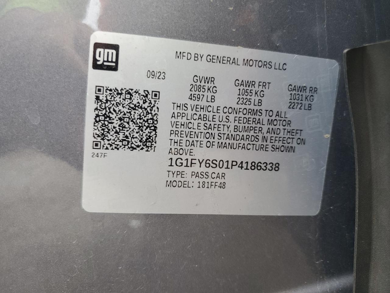 2023 Chevrolet Bolt Euv Lt VIN: 1G1FY6S01P4186338 Lot: 81856285