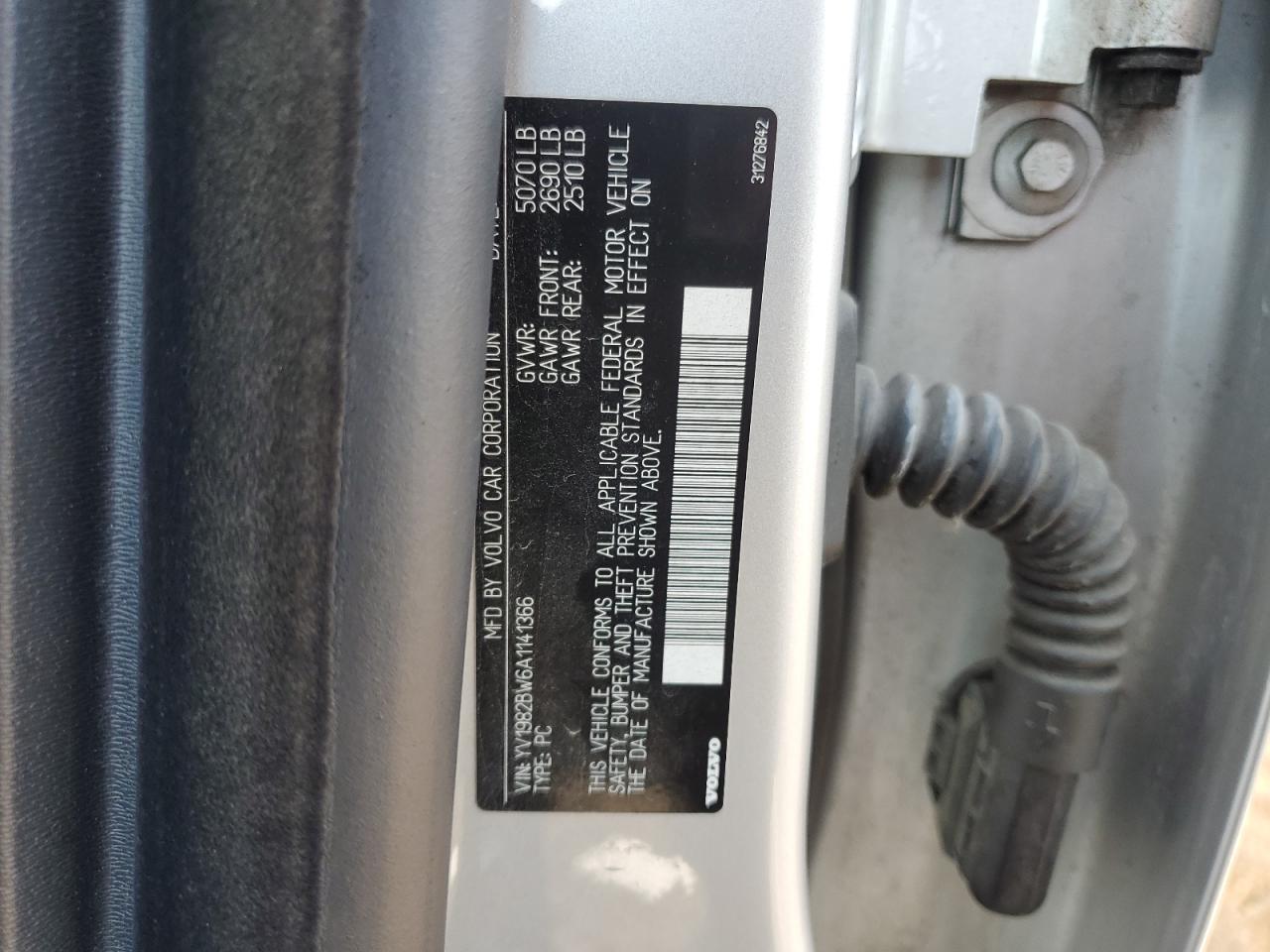 2010 Volvo V70 3.2 VIN: YV1982BW6A1141366 Lot: 80881625