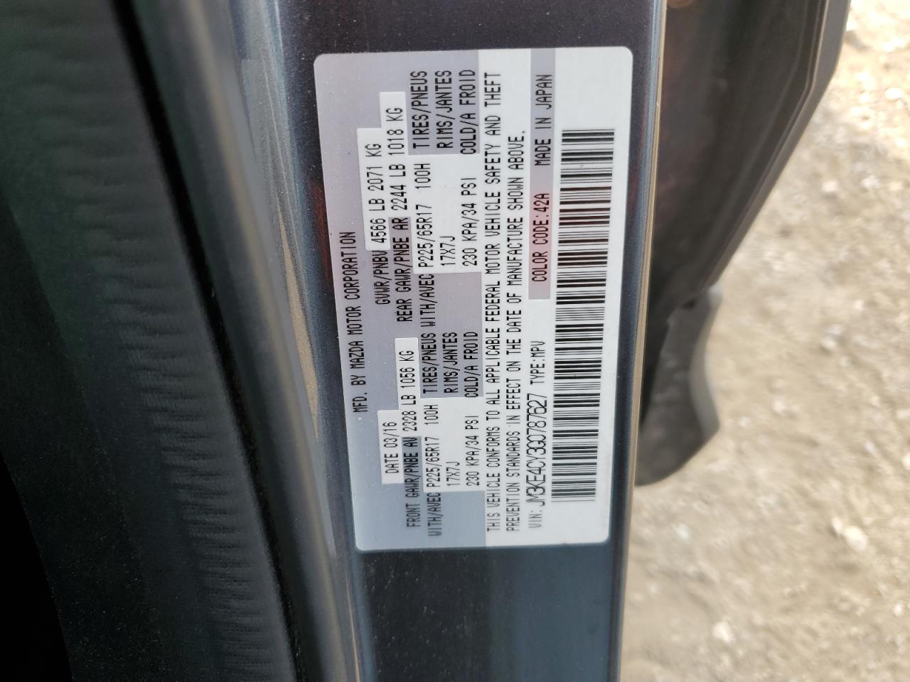 2016 Mazda Cx-5 Touring VIN: JM3KE4CY3G0787627 Lot: 80568225