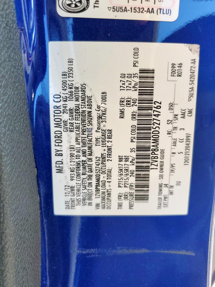 2013 Ford Mustang VIN: 1ZVBP8AM0D5274762 Lot: 84000785