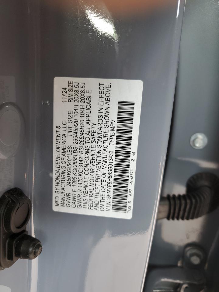 2025 Honda Passport Black Edition VIN: 5FNYF8H88SB013433 Lot: 81499165