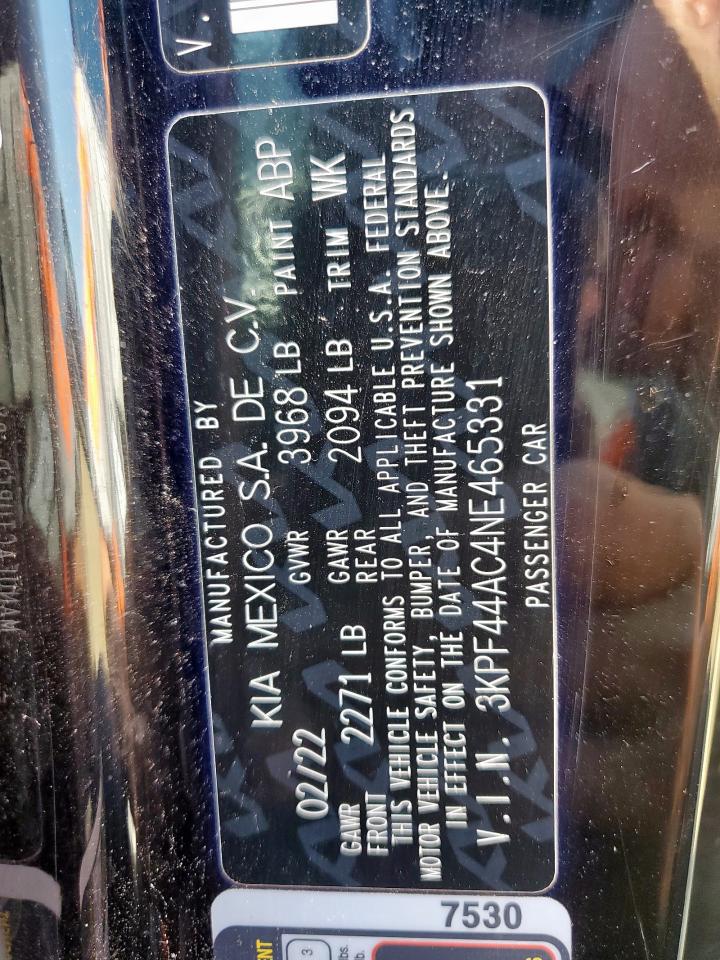 2022 Kia Forte Gt VIN: 3KPF44AC4NE465331 Lot: 72052985