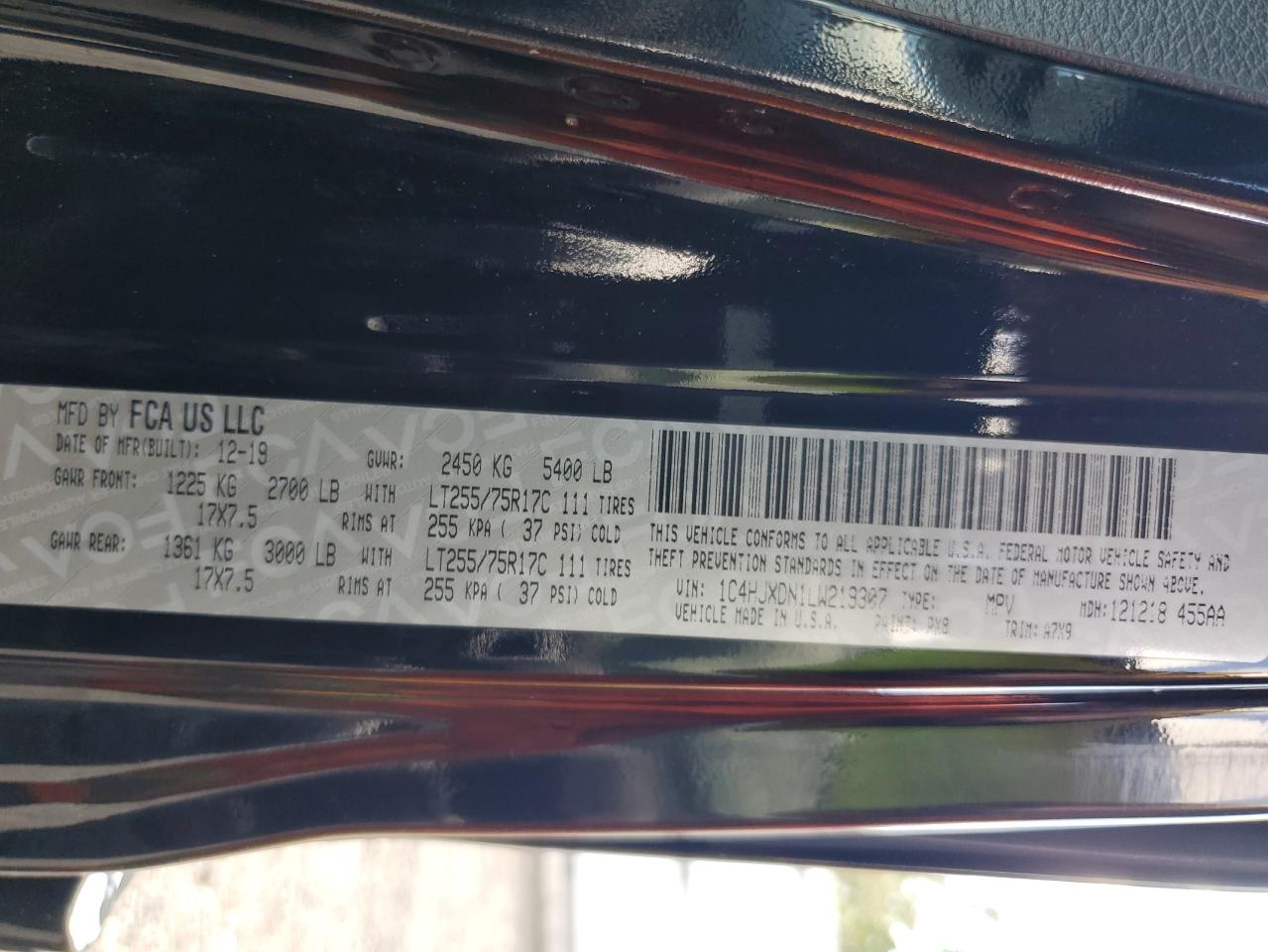 2020 Jeep Wrangler Unlimited Sport VIN: 1C4HJXDN1LW219307 Lot: 81837895