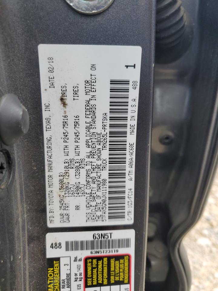 2018 Toyota Tacoma Double Cab VIN: 5TFAX5GN0JX111980 Lot: 80313285