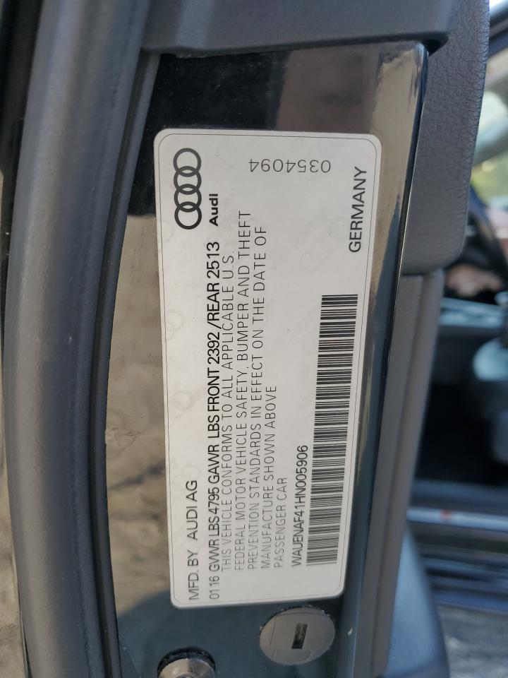 2017 Audi A4 Premium Plus VIN: WAUENAF41HN005906 Lot: 80961795