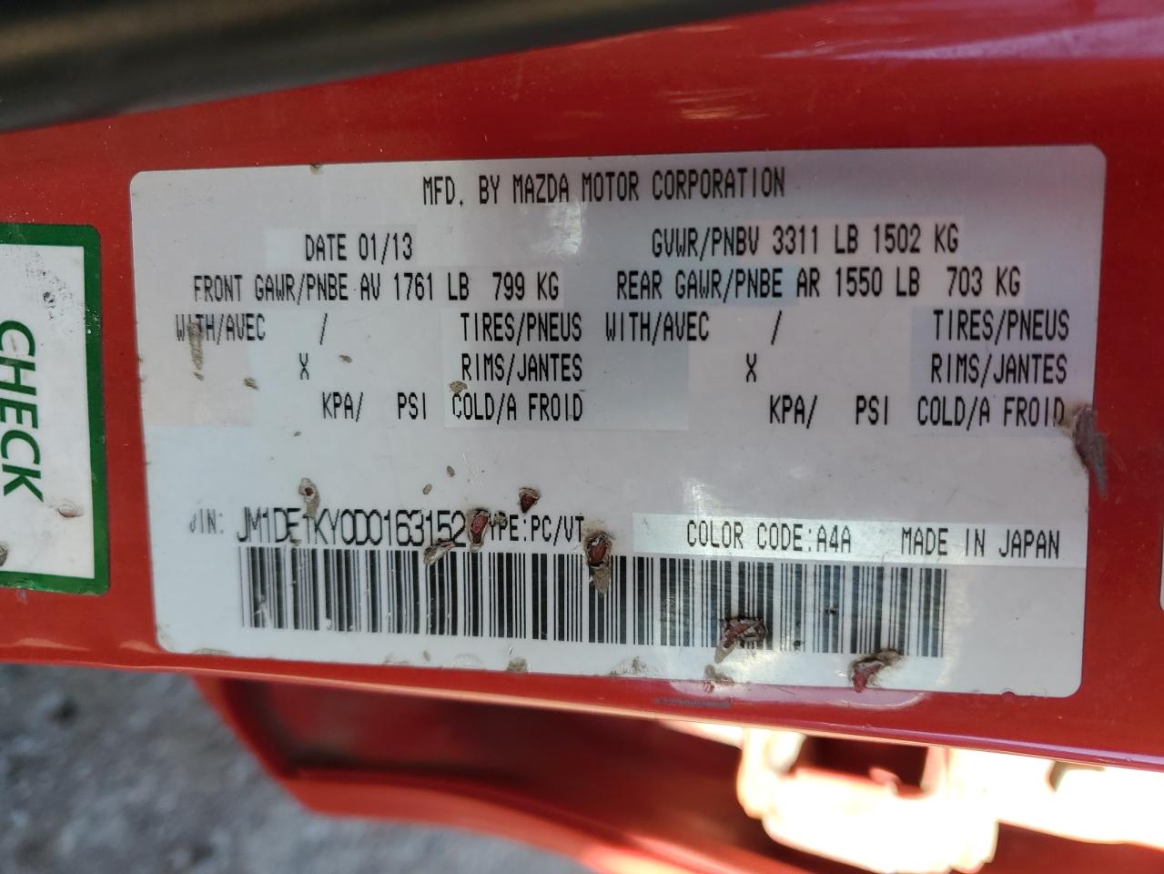2013 Mazda Mazda2 VIN: JM1DE1KY0D0163152 Lot: 84018185