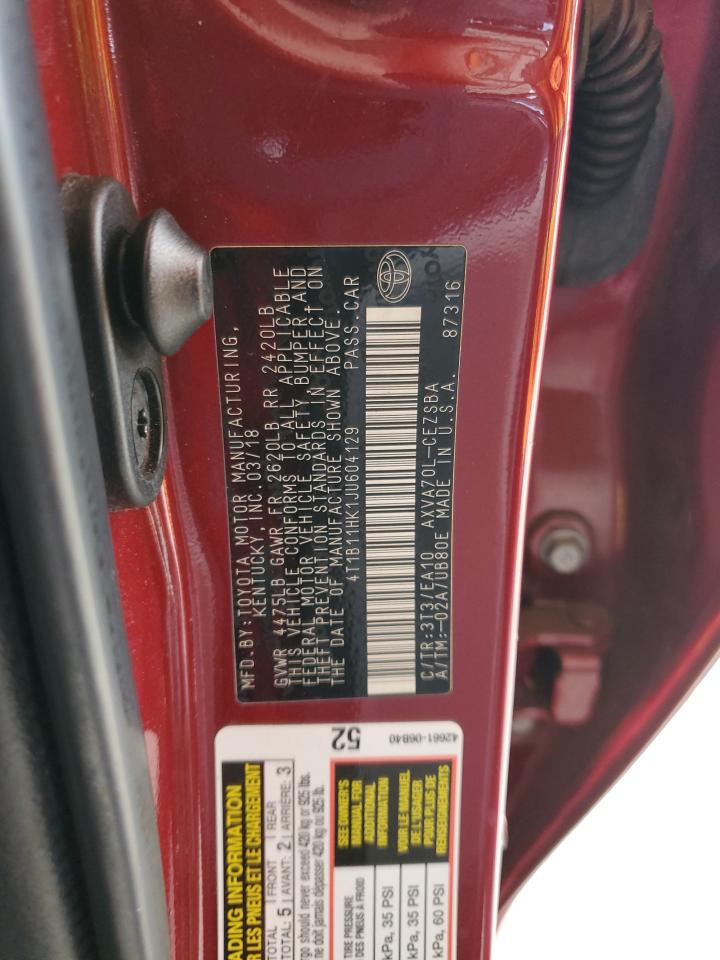 2018 Toyota Camry L VIN: 4T1B11HK1JU604129 Lot: 81852245