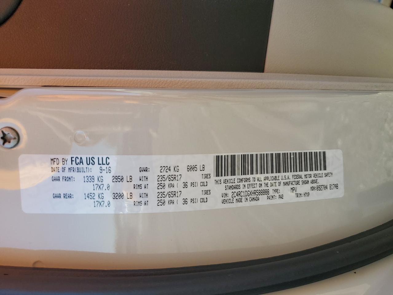 2017 Chrysler Pacifica Touring VIN: 2C4RC1DGXHR588888 Lot: 71457985