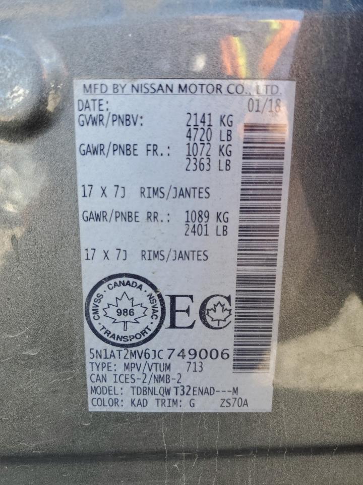 2018 Nissan Rogue S VIN: 5N1AT2MV6JC749006 Lot: 83932815