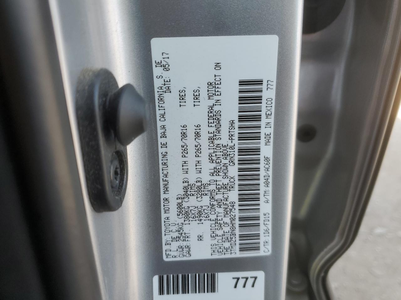 2017 Toyota Tacoma Double Cab VIN: 3TMDZ5BN8HM027548 Lot: 81426115