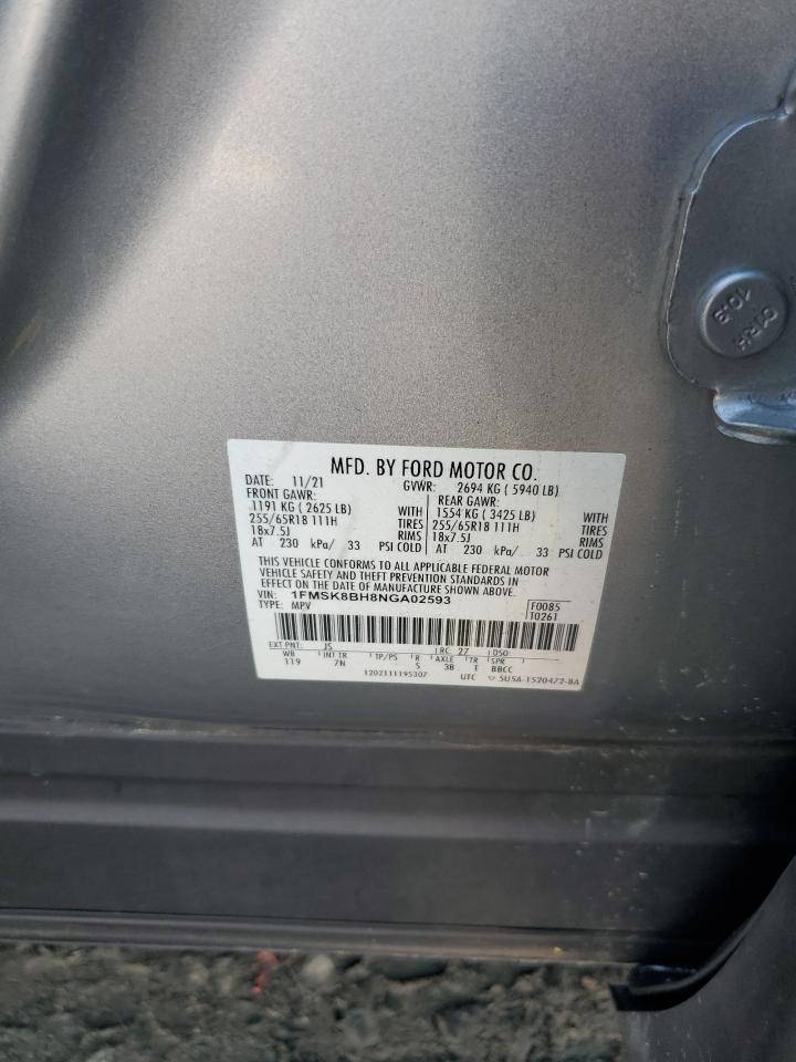 2022 Ford Explorer VIN: 1FMSK8BH8NGA02593 Lot: 81336055