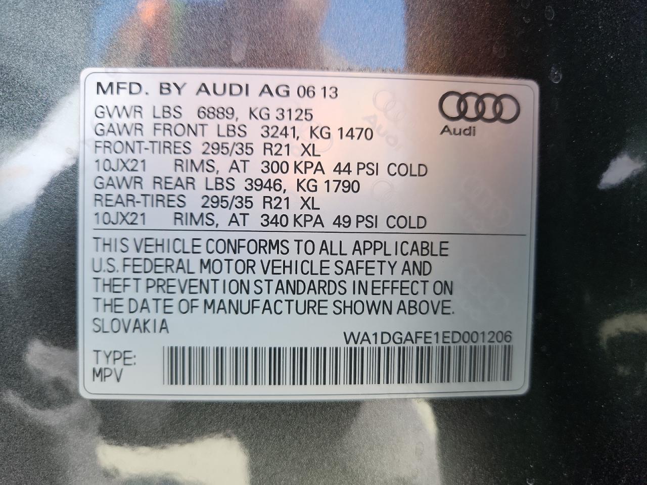 2014 Audi Q7 Prestige VIN: WA1DGAFE1ED001206 Lot: 81887555