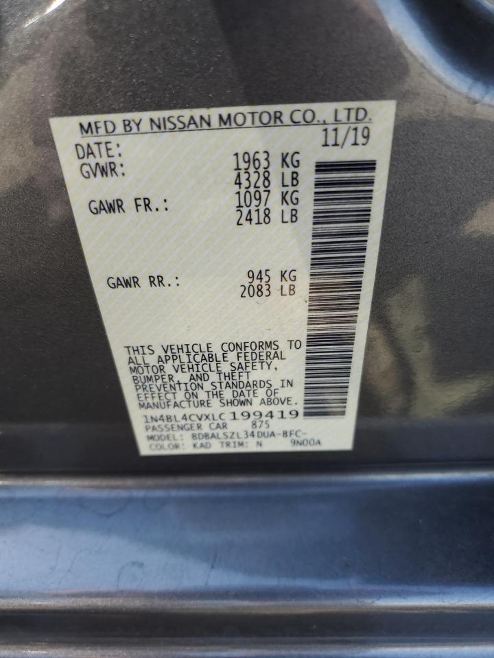 2020 Nissan Altima Sr VIN: 1N4BL4CVXLC199419 Lot: 81154465